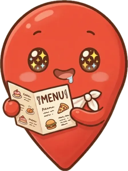 Nomi reading a menu with starry eyes